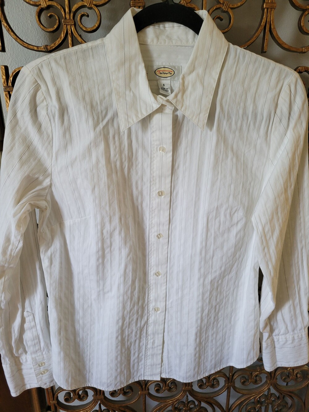 Talbots Button Shirt Size 6 White Long Sleeve